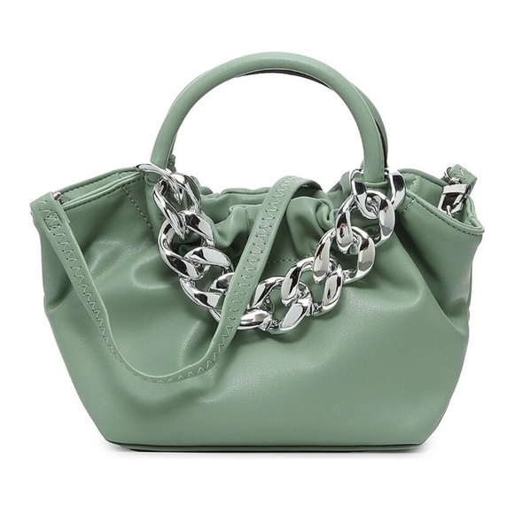 Mix No 6 keychain detail scrunch mini tote Alien green 6 x 7.5 x 4.75 NWT - Picture 10 of 12